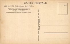 Paris CPA Vendome Column Statue of Napoleon 1st