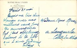 Paris MODERN CARD Vendome Place