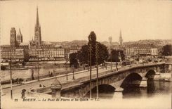 CPA Rouen the stone bridge and quays