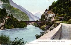 CPA Chateau de St maurice et pont sur le Rhone