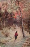 Arts - Tableaux - Pink tinged winter scene - CPA 