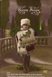 Fantasy - Child - Happy New Year - Little Girl in fur course - CPA