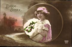 Fantasy - Children - Happy New Year - Little Girl with cute headband - CPA