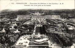 Versailles - Panorama of the Castle and the Gardens - CPA