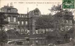 Paris - 3 - the Public garden of the Temple and Town hall of the III district - CPA