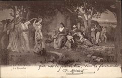 Fantaisie - Couple - En Provence - La Farandole - danse - dance - CPA 