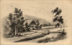 Arts - Tableaux - Pretty Country Scene - CPA 