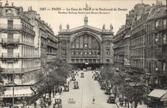 CPA Paris Train station of the North and the boulevard of Denain
