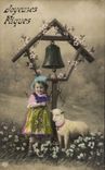 Festivals - Easter - Child - Child with Lamb - Ostern - CPA