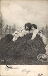 Fantasy - Child - Children At play in Hay - CPA