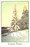 CPA Fantasy Fir tree under snow Happy New Year