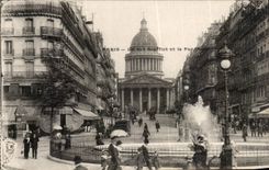 Paris CPA the street Soufflot and the Pantheon