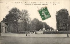 CPA Paris Avenue of the observatory Clinical Carpeaux Fountain and Tarnier monument