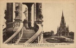 CPA Good Help the monument of Jeanne of arc and the basilica of Notre Dame de Bonsecours