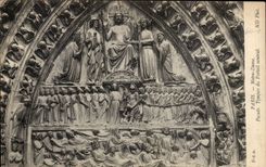 CPA Paris Notre Dame Facade Tympan du portail central