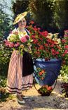 CPA Fantasy Woman Garden flowered a nicoise Folklore