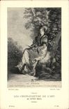 CPA Fantaisie Les chefs d'oeuvre de l'art au 18eme La reveuse Watteau
