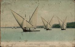 CPA Cartes collees Barques du Lac Leman Fontainebleau Belvedere de Lavalliere