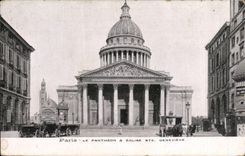 Paris CPA the Pantheon and Eglise co Genevieve