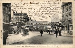 Paris CPA Le Metropolitain Boulevards Barbes et Magenta Metro