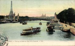 Paris CPA Seen on the Seine of the bridge of the Harmony Eiffel Tower