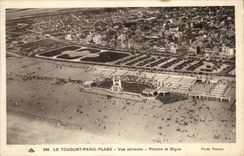 Touquet Paris gesehener Swimmingpool und Verdammung Luft des Strandes CPA