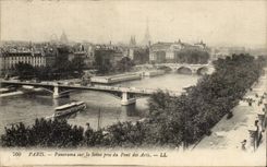 Paris CPA Panorama on the Seine taken of the bridge of Arts Eiffel Tower