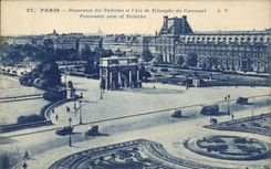 CPA Paris Panorama des Tuileries et l'arc de triomphe du Carrousel