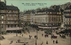 Paris CPA Place de l'hotel de ville et la rue de Rivoli