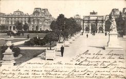Paris CPA Le jardin des Tuileries et l'arc de triomphe du Carrousel