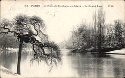 Paris CPA Le Bois de Boulogne en hiver le grand lac
