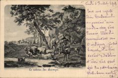 CPA Fantasy the return of the fields Folklore Cows Goat Goat