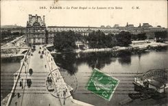 Paris CPA Pont royal le Louvre et la Seine