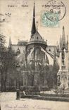 Paris CPA Statue et eglise Notre DAme