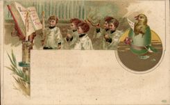 CPA Fantasy Children of heart Chick oisillon