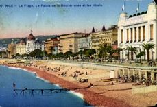 CPA Nice the beach the palate of the Mediterranean and hotels