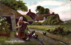 CPA Fantasy Feeding the chicks Hens