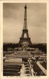 Paris CPA Gardens of Trocadero and the Eiffel Tower