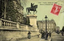 Paris CPA Hotel de ville statue Etienne marcel