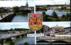 MODERN CARD Souvenir of Bayonne the adour and the cathedral