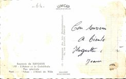 MODERN CARD Souvenir of Bayonne the adour and the cathedral