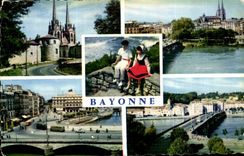 Bayonne MODERN CARD Old Castle and cathedral the adour and the cathedral