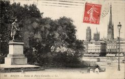 CPA Rouen Statue of Pierre crow