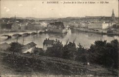 Bayonne CPA Junction of the Firn and the adour
