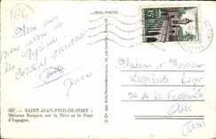 Saint Jean Foot of Port MODERN CARD Basque Houses on Nive and the bridge of Spain