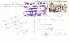 CPA Hendaye free Spanish Border View and 3 crowns