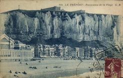 CPA Treport Panorama des Strandes