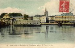 Bayonne CPA the theater the cathedral and the door of France