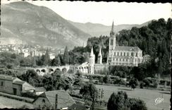 CPA Lourdes the basilica and the peak of Jer