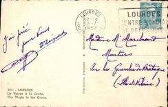 CPA Lourdes the virgin with the cave